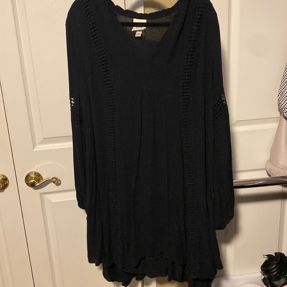 Casual Black Long Sleeve Dress